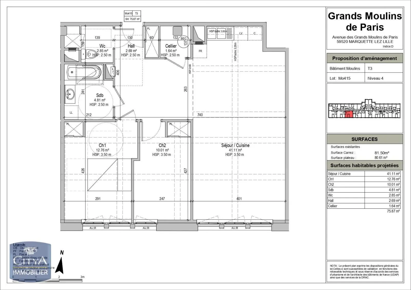 Photo 2 Appartement 3 pièces 75.57m²