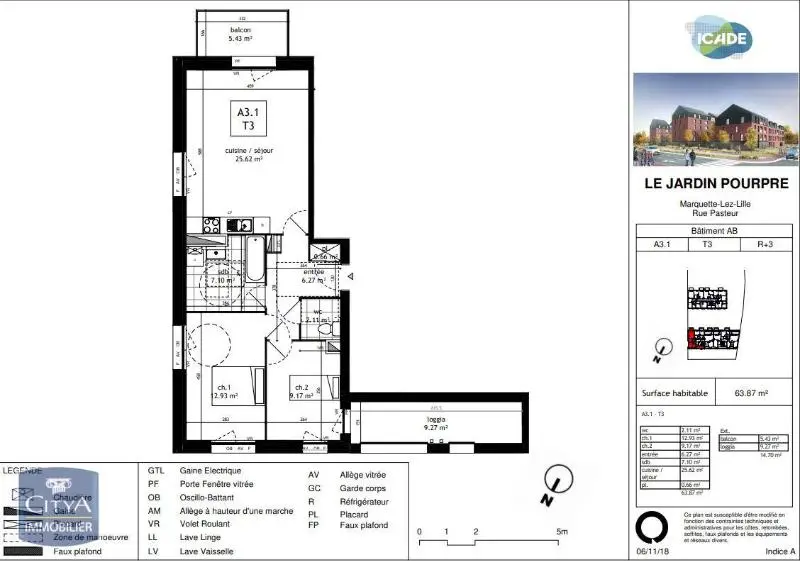 Photo 6 Appartement 3 pièces 63.87m²
