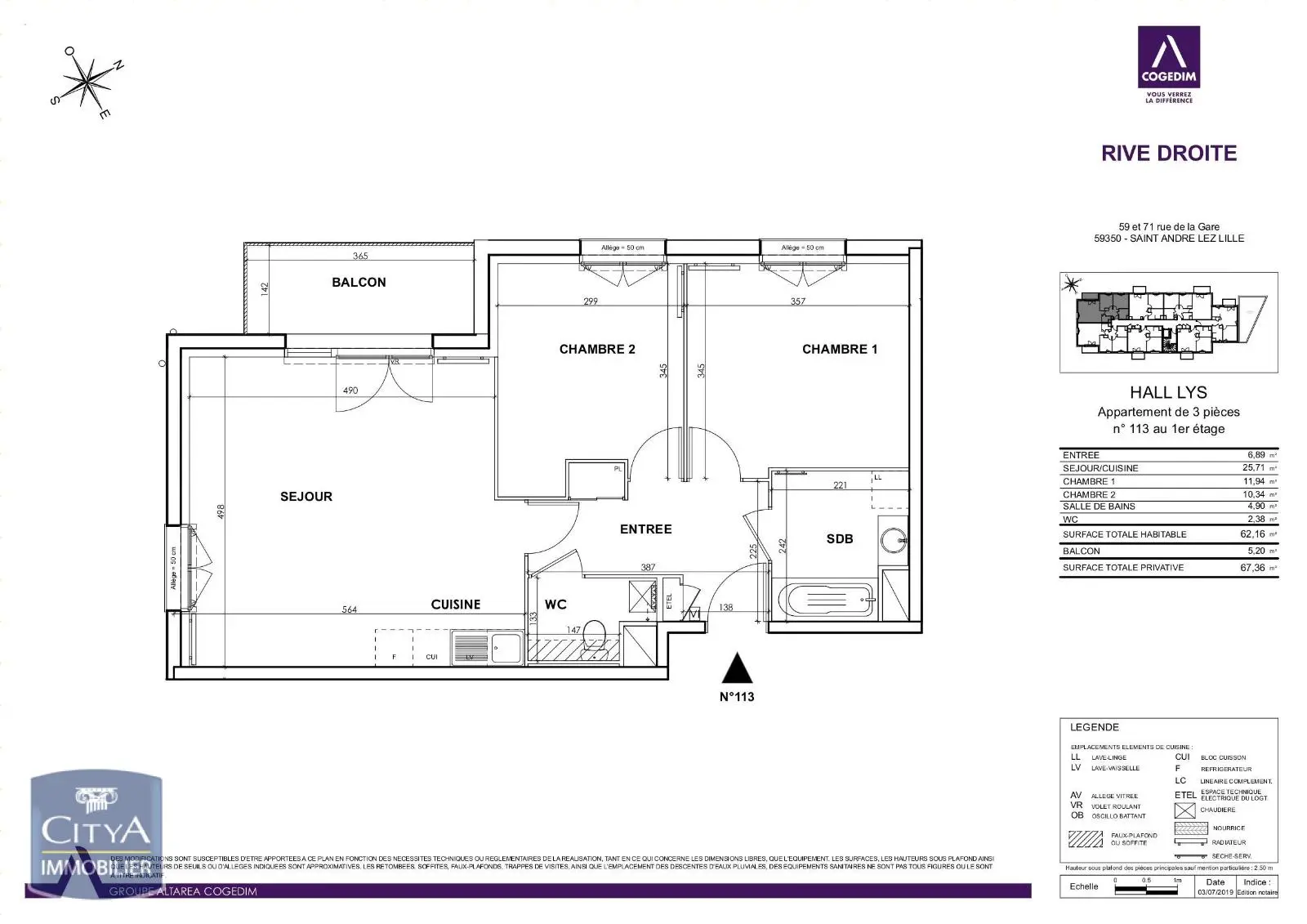 Photo 2 Appartement 3 pièces 62.16m²