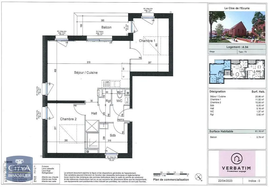 Photo 9 Appartement 3 pièces 61.18m²