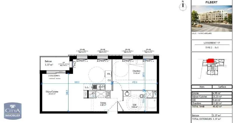 Photo 2 Appartement 2 pièces 45.62m²
