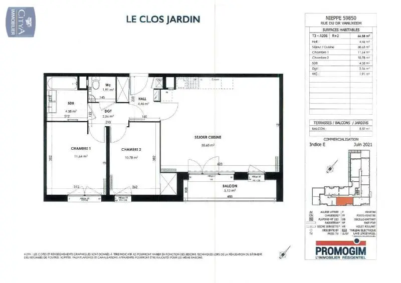 Photo 8 Appartement 3 pièces 66.58m²