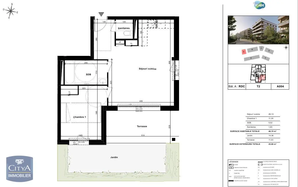 Photo 1 Appartement 2 pièces 46.15m²