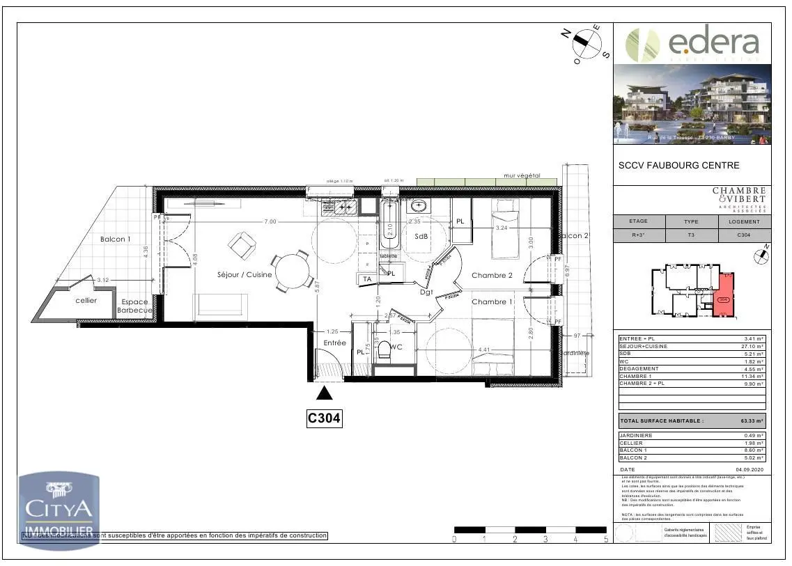 Photo 1 Appartement 3 pièces 63.33m²