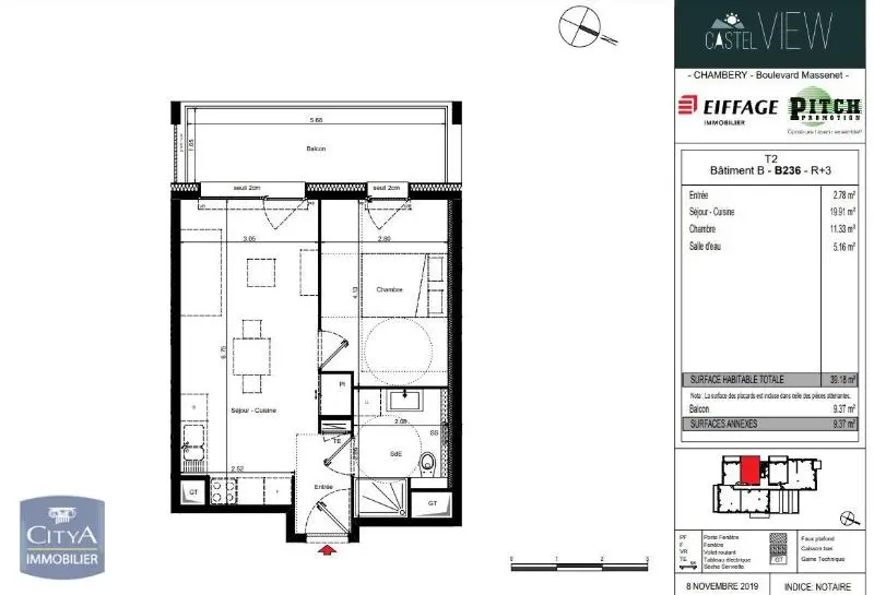 Photo 5 Appartement 2 pièces 39.18m²