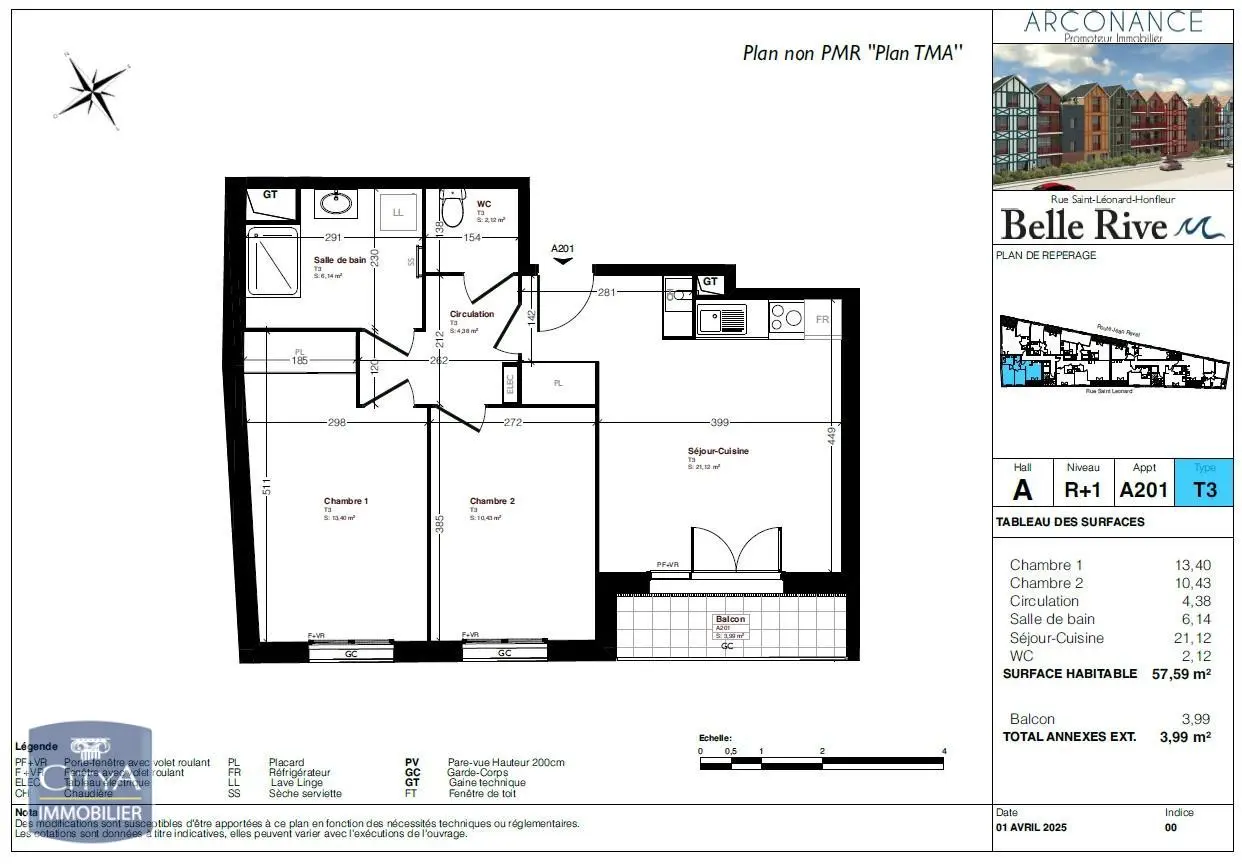 Photo 2 Appartement 3 pièces 57.59m²