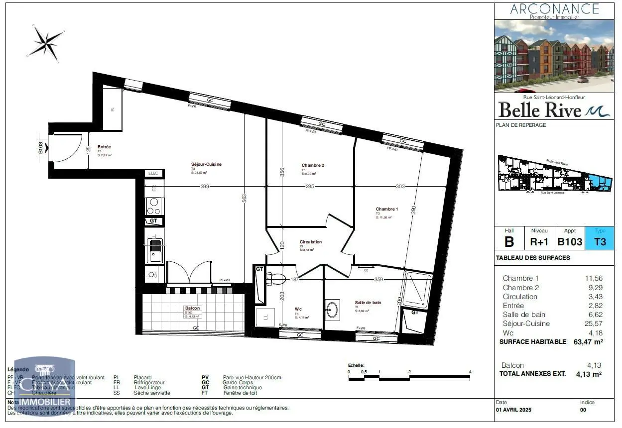 Photo 2 Appartement 3 pièces 63.47m²