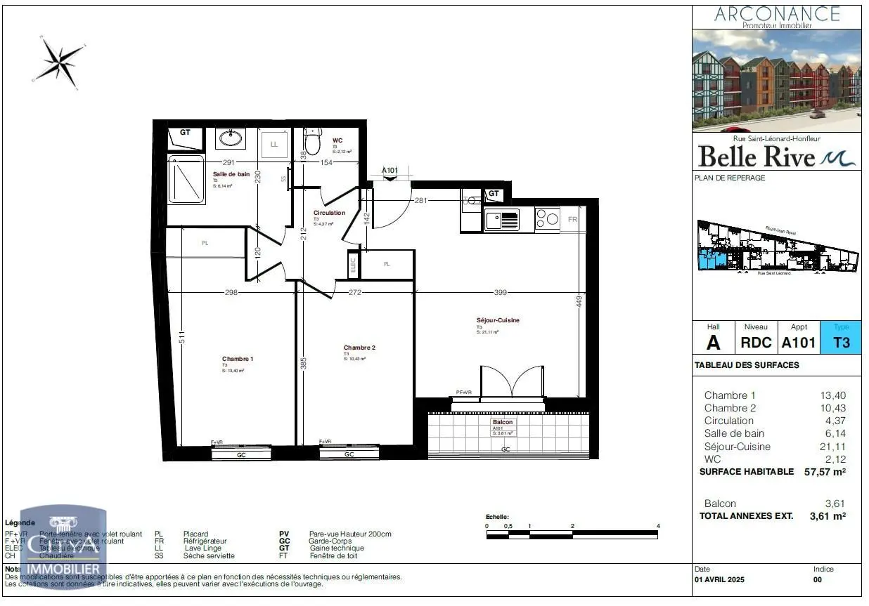 Photo 2 Appartement 3 pièces 57.57m²