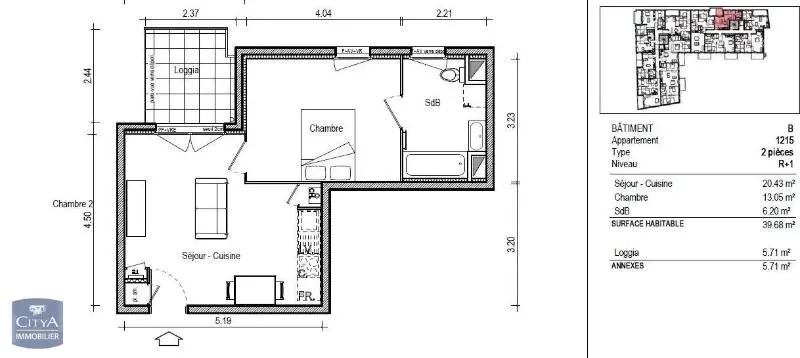 Photo 1 Appartement 2 pièces 39.68m²