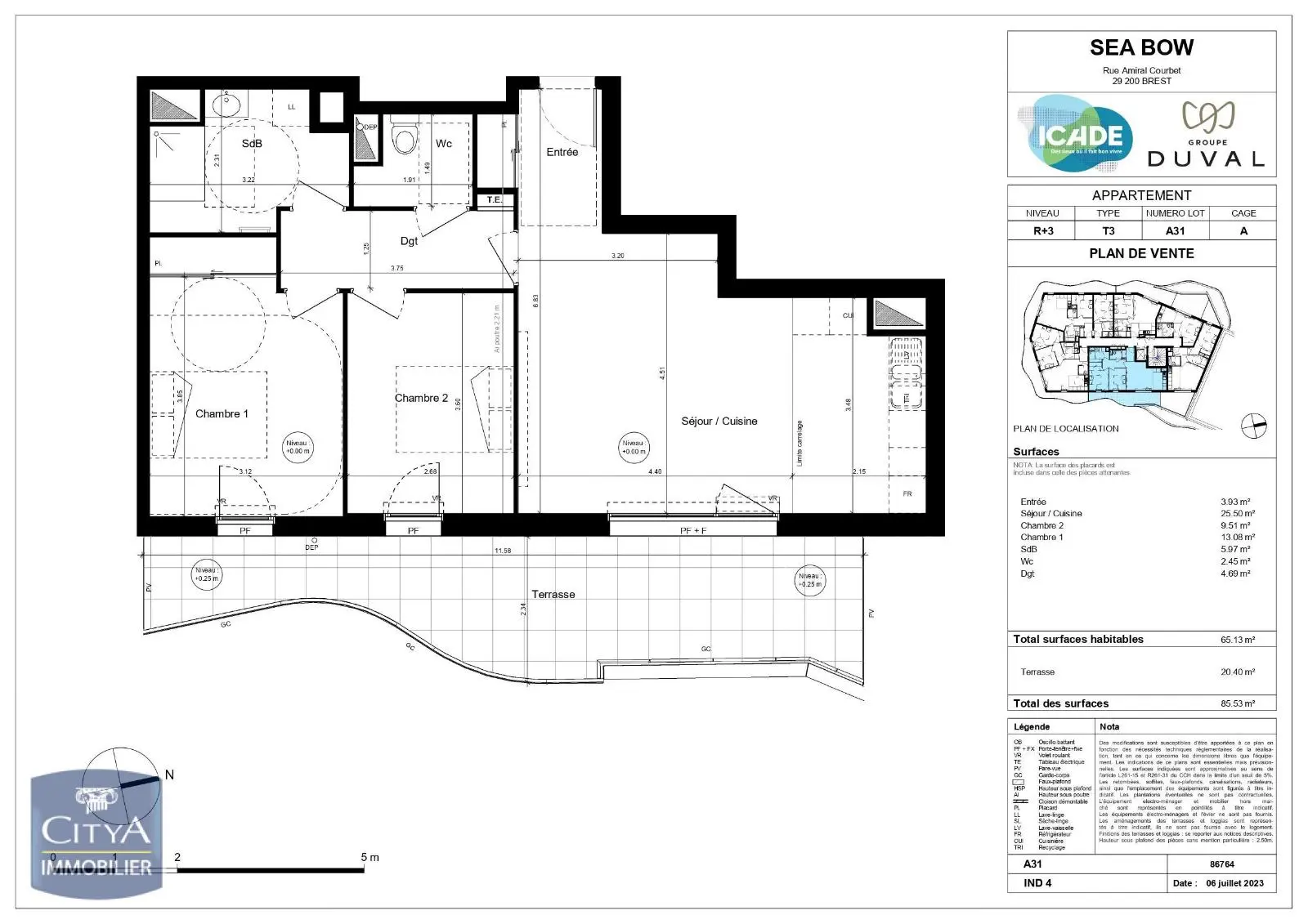 Photo 1 Appartement 3 pièces 65.13m²