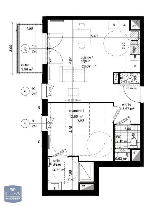 Photo 2 pour Appartement 2 pièces 47.43m² Photo 2 Appartement 2 pièces 47.43m²