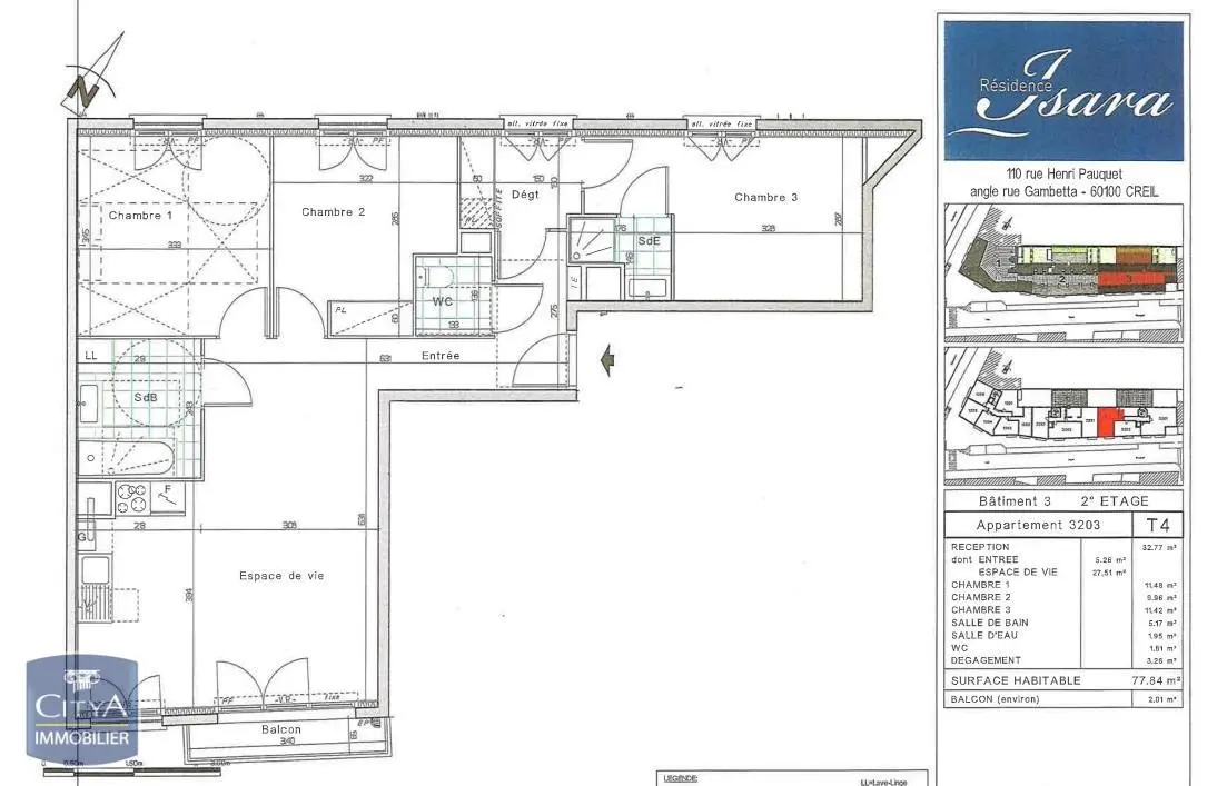 Photo 2 Appartement 4 pièces 77.84m²