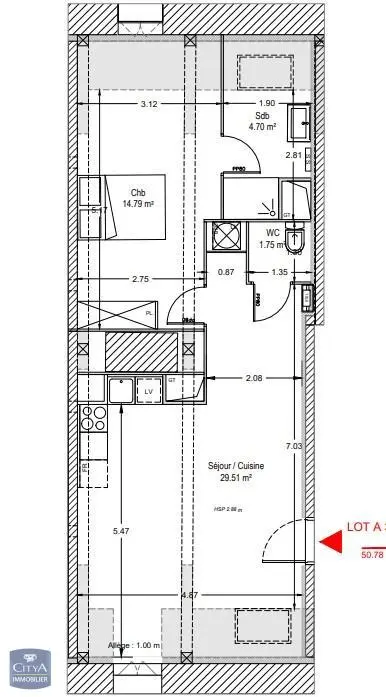 Photo 1 Appartement 2 pièces 52.16m²