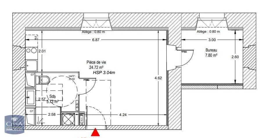 Appartement 1 pièce 38 m² · à Douai · 38,3 m² · 450 €/mois