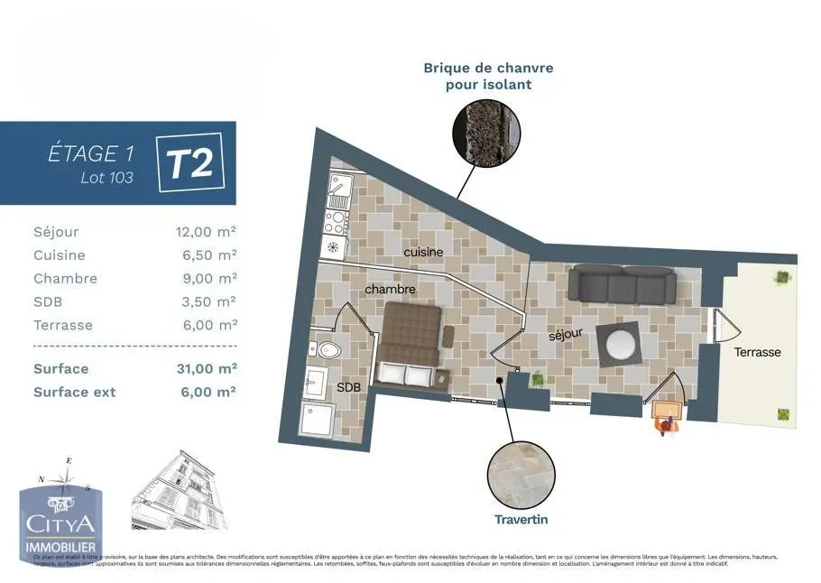 Photo 2 Appartement 2 pièces 31m²