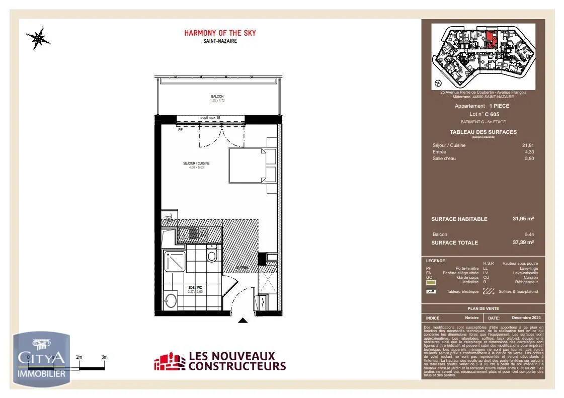 Photo 2 Appartement 1 pièce 31.95m²